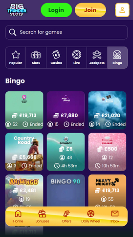 Big Thunder Slots Casino Mobile Bingo