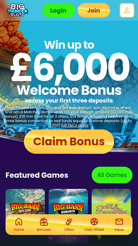 Big Thunder Slots Casino Mobile Homepage