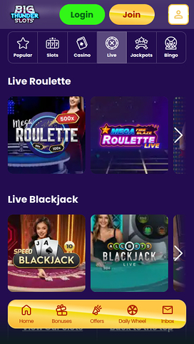 Big Thunder Slots Casino Mobile Live Dealer