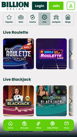 Billion Casino Mobile Live Dealer