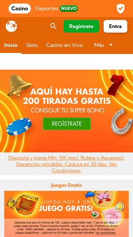 Bingo Botemania Casino Mobile Homepage