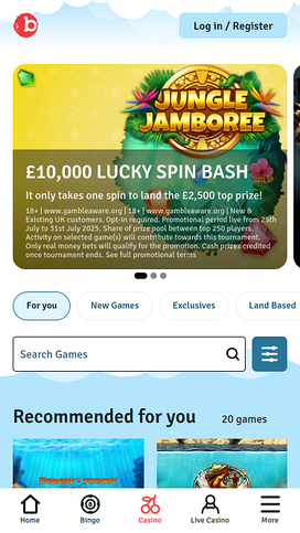 Bingo.com Casino Mobile Homepage