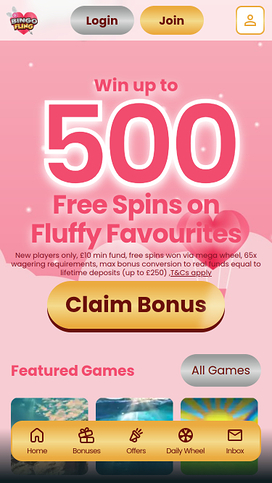 Bingo Fling Casino Mobile Homepage