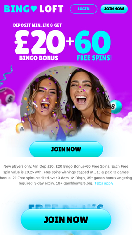 Bingo Loft Casino Mobile Homepage