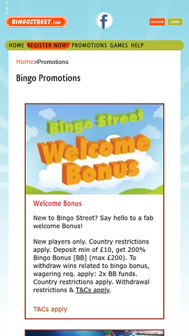 Bingo Street Casino Mobile Promotions