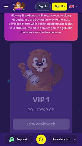 BingoBonga Casino Mobile VIP Program
