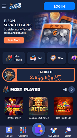 Bison Casino Mobile Homepage
