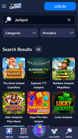 Bison Casino Mobile Jackpot