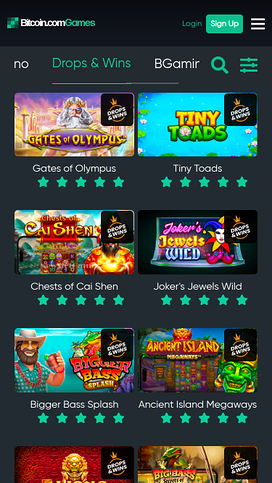 Bitcoin.com Games Casino Mobile Drops and Wins