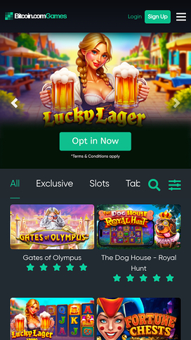 Bitcoin.com Games Casino Mobile Homepage