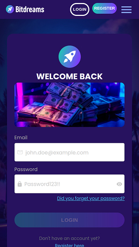 Bitdreams Casino Mobile Homepage