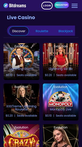 Bitdreams Casino Mobile Live Dealer