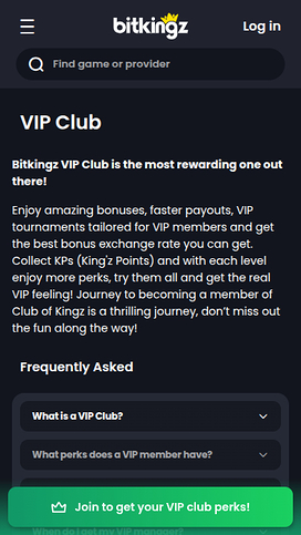 Bitkingz Casino Mobile VIP Program