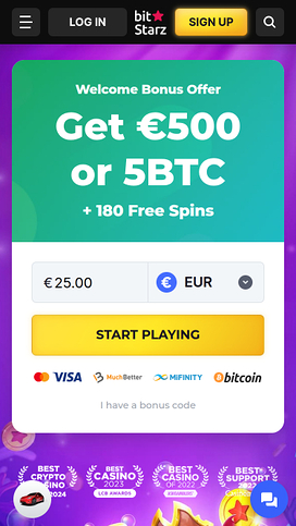 Bitstarz Casino Mobile Homepage