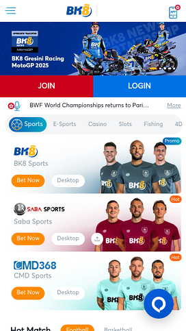 BK8 Casino Mobile Homepage