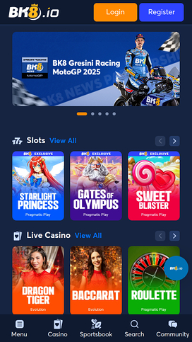 BK8.io Casino Mobile Homepage