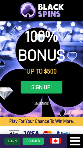Black Spins Casino Mobile Homepage