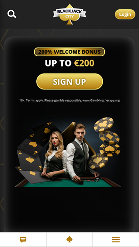 BlackJack City Casino Mobile Homepage