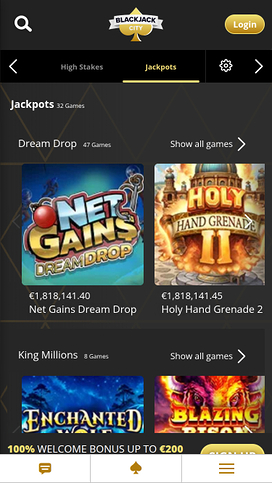 BlackJack City Casino Mobile Jackpot