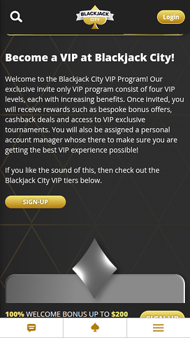 Blackjack City Mobile VIP Program