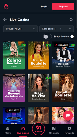 Blaze Casino Mobile Live Dealer