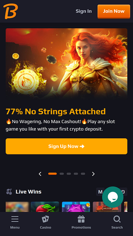 BlazeSpins Casino Mobile Homepage