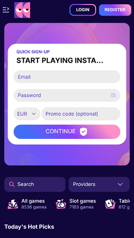Homepage screenshot of BlindLuck Casino for Mobile