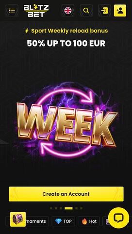 Blitzbet Casino mobile homepage