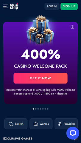 BlueChip Casino Mobile Homepage