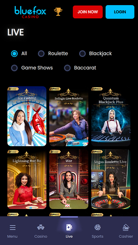 Blue Fox Casino Mobile Live Dealer