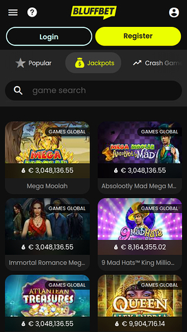 BluffBet Casino Mobile Jackpot