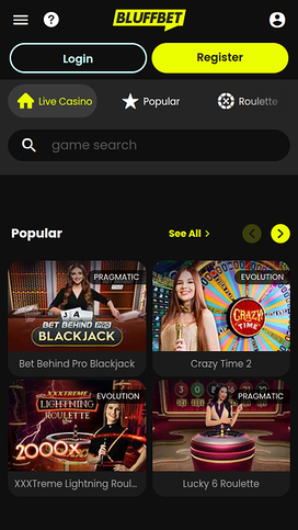 BluffBet Casino Mobile Live Dealer