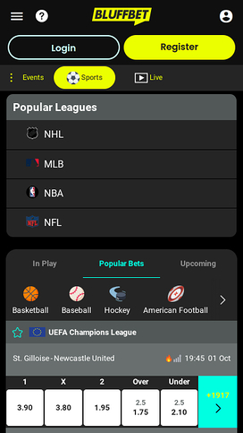 BluffBet Casino Mobile Sports