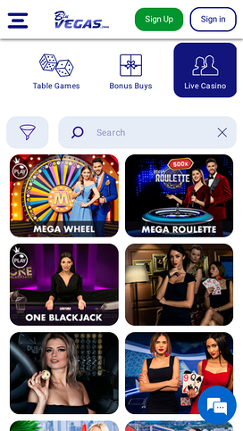BluVegas Casino Mobile Live Dealer