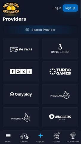Booty Casino game developers mobile page