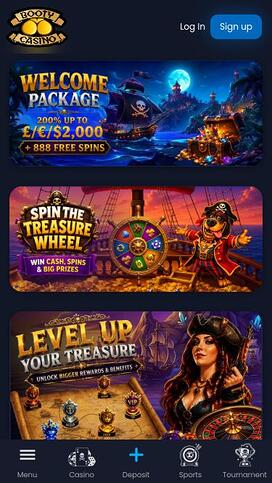 Booty Casino promotions mobile page