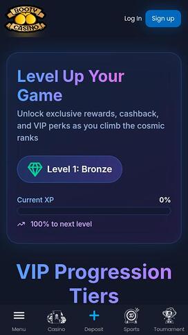 Booty Casino VIP mobile page