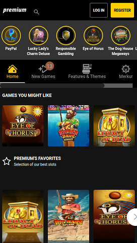 Bpremium Casino Mobile Homepage