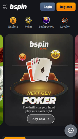 Página de inicio móvil de Bspin.io Casino