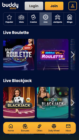 Buddy Slots Casino Mobile Live Dealer