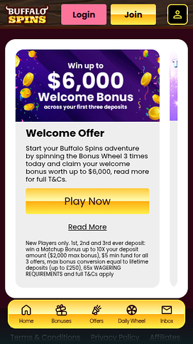 Buffalo Spins Casino Mobile Promotions