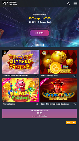 Buran Casino Mobile Homepage