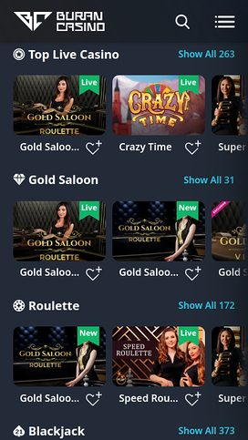 Buran Casino Mobile Live Dealer