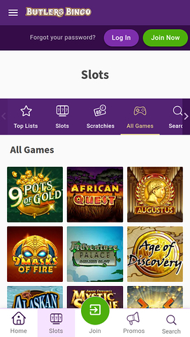 Butlers Bingo Mobile Games