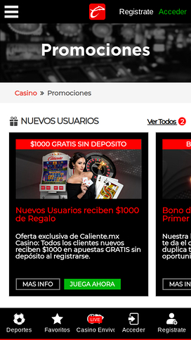 Caliente Casino Mobile Promotions