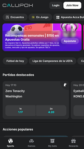 Calupoh Casino Mobile Homepage