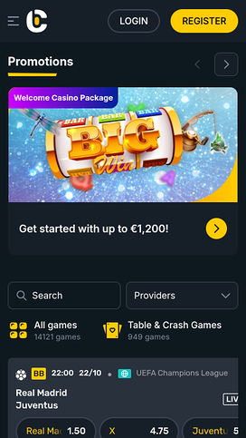 Campeonbet Casino Mobile Homepage