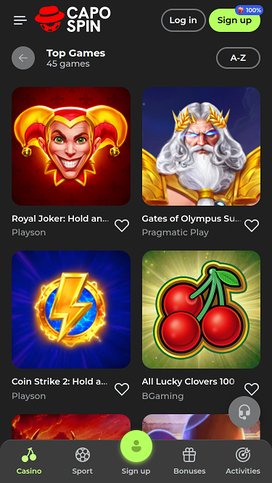 Capospin Casino Mobile Games