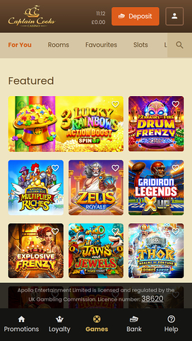 Captain Cooks Casino Mobile Games
