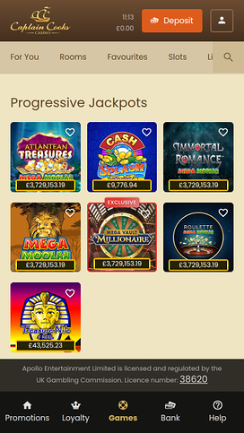 Captain Cooks Casino Mobile Jackpot